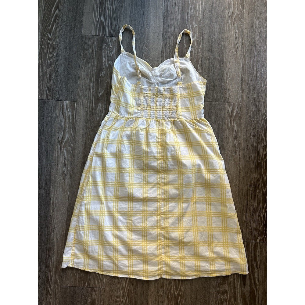 Yellow Plaid Midi Dress Feminine Coquette Romantic Cottagecore Ditsy - Picture 3 of 9